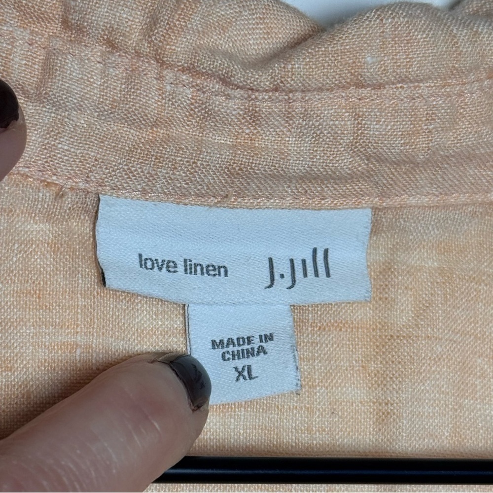 J. Jill 100% Linen Button-Down Long Sleeve Shirt Orange Women’s Size XL - Picture 6 of 12